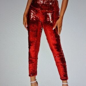 Tipsy Elves Red Sequin High Waisted Size Large New With Tags Leggings
